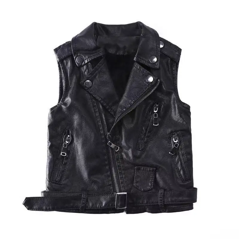 

Baby Boys Pu Leather Vest Spring Autumn New Tops Children Soft Leather Jacket Kids Vest INS 1-14 Years