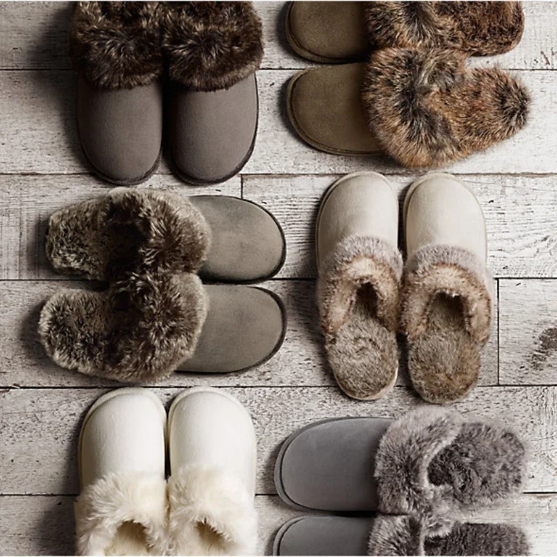 

Парные шерстяные тапочки, мужские и женские домашние зимние мужские туфли, нескользящая хлопковая обувь на резиновой подошве