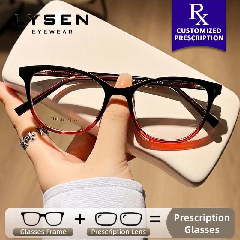 

LYSEN Fashion TR90 Cat Eye Women Anti Blue Light Prescription Glasses Lady Anti-Reflective Customization Photochromic Glasses