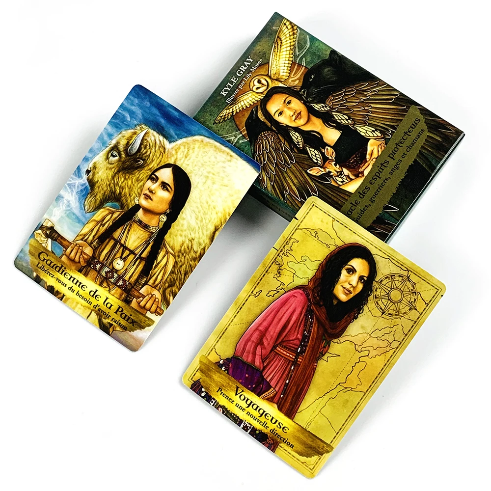 Angels and Ancestors Oracle Cards 55 Card French Version Meditation Divination Board Games for Spiritual Practice & Collection