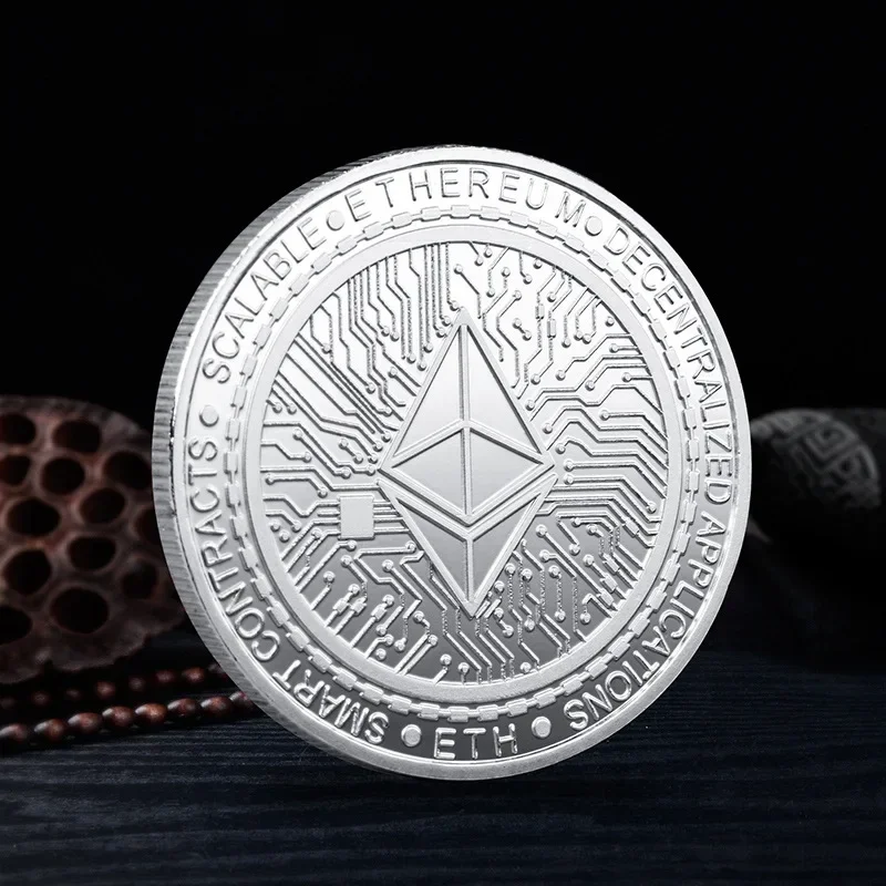 هدية إيثروم قابلة للجمع، عملة تذكارية مطلية بالفضة، مجموعة عملات تشفير مادية، عملات فنية لتزيين المنزل #5