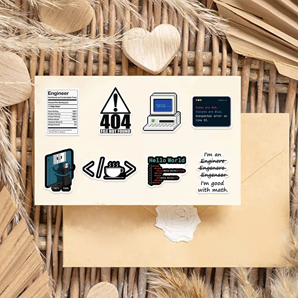 50PCS Cool Engineer Programming Network Coding Hacker Meme Stickers Vinyl DIY Computer Laptop Motorcycle Helmet Car Sticker