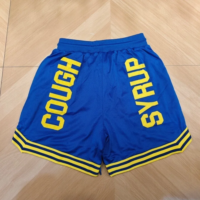 Pantalones cortos de baloncesto para hombre 16 COUGH SYRUP pantalones cortos deportivos sueltos de malla transpirable bordados