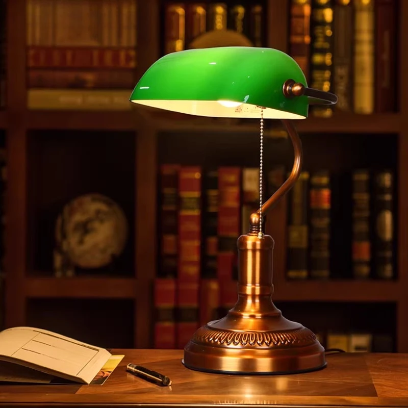 All-copper retro desk reading lamp, American bedroom desk study desk lamp