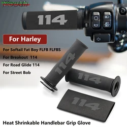 For Harley Softail Fat Boy Road Glide 114 FLFB FLFBS Street Bob Breakout 114 Motorcycle Heat Shrinkable Handlebar Grip Glove