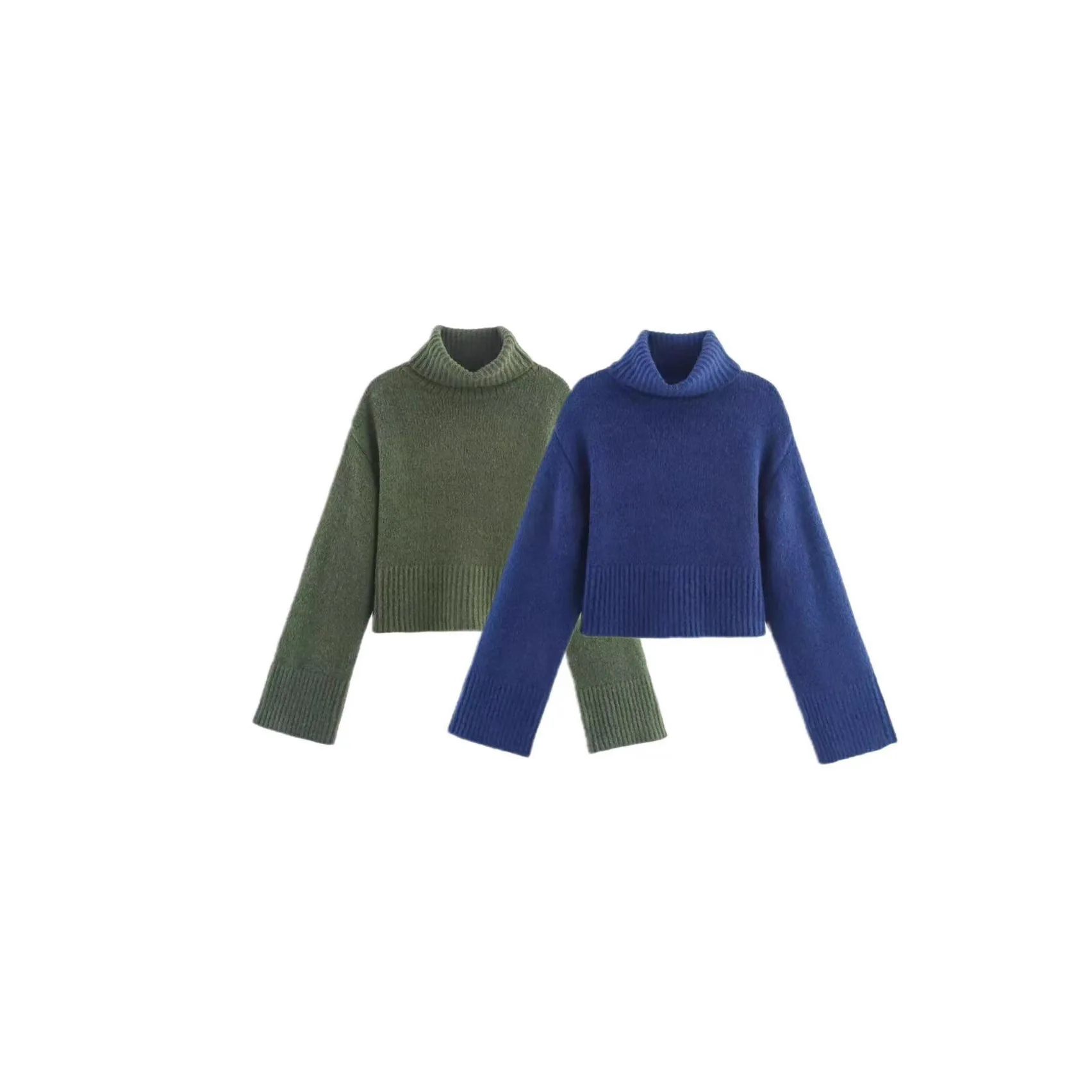 Comfortable Knitted High Collar Long Sleeve Short Sweater Fashionable Versatile Solid Color Autumn New Arrival Women's Wear