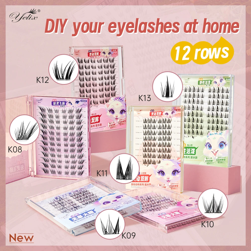 Yelix DIY Cluster Falsche Wimpern Cluster Extensions Einzelwimpern Cluster Natürliche segmentierte Wimpernbündel