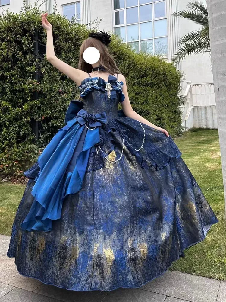 

Платье Лолиты со звездным небом для девочек, милый костюм для девочек, праздничный танцевальный наряд, стильное платье принцессы с картиной маслом, 2026, новинка, горячая распродажа