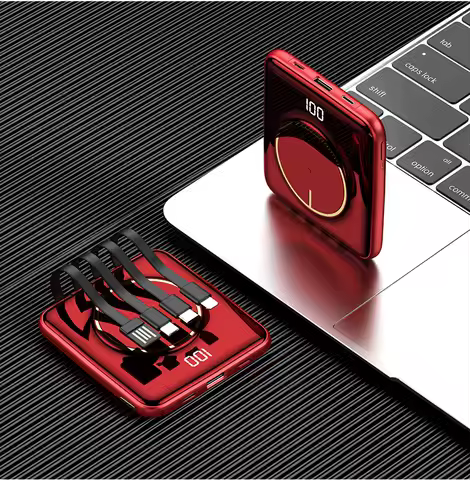 20000mAh Mini Power Bank Portable Qi Wireless Charger Powerbank Built in Cable for iPhone 14 13 Samsung S22 S21 Xiaomi Poverbank