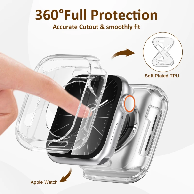 2PCS TPU Case For Apple Watch 46mm 42mm 44 40 45mm 41mm No Screen Protector bumper Full Cover iwatch series 11 10 9 8 7 SE 6 5 4