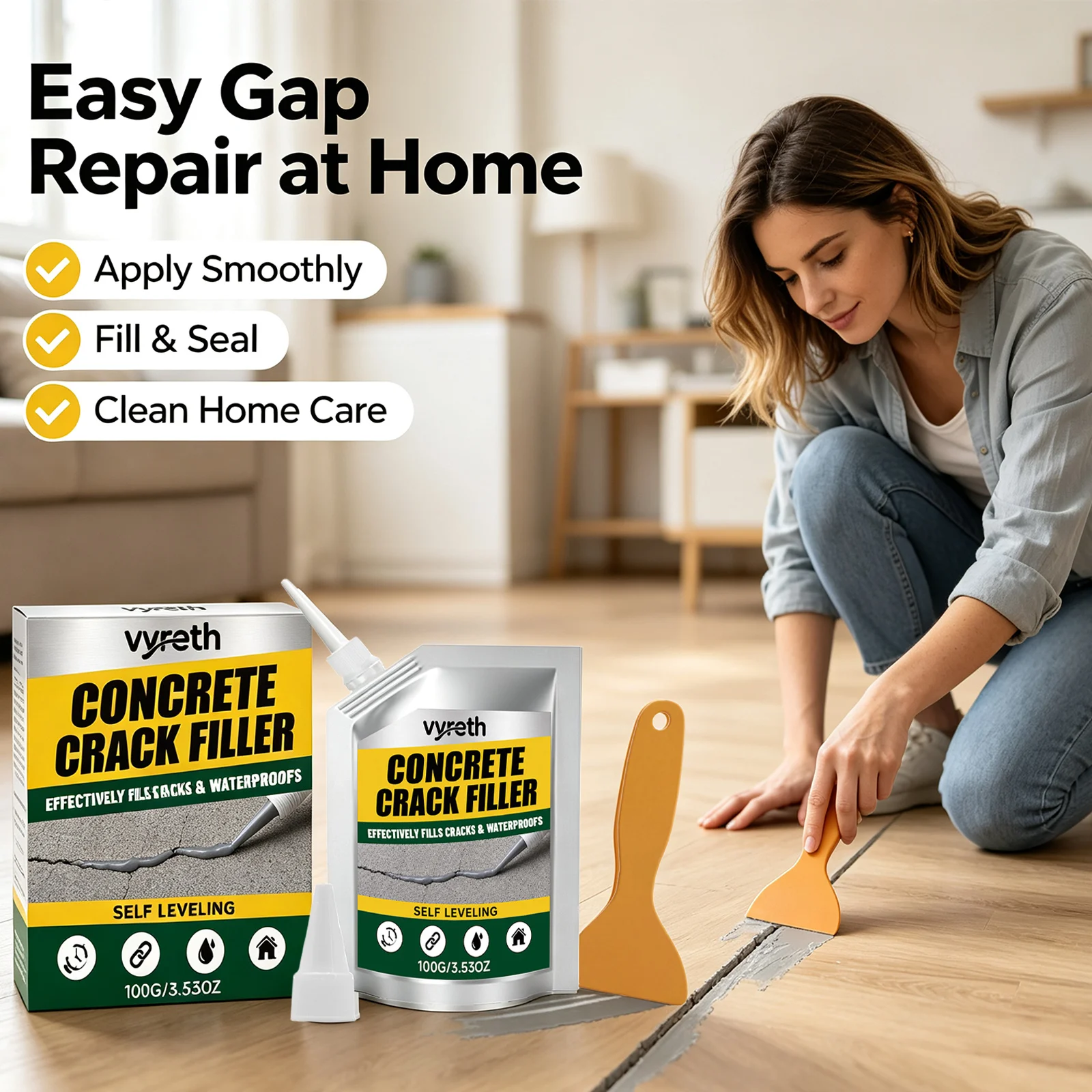 Self‑leveling Waterproof Sealant Fill Various Gap Block Liquid Infiltration Concrete Crack Filler Multi‑purpose Gap Repair Agent