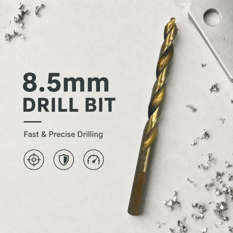 8.5 mm Straight Shank Twist Drill Bit, Sharp Cutting Edge Drill Bit for Multi‑Material Hole Drilling