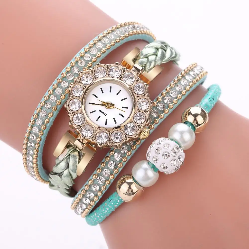 Quartz Wristwatch Multilayer Analog Display Women Braided Rope Watch for Dating