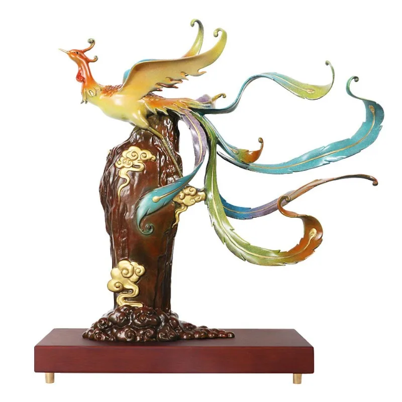 

Copper phoenix ornament dragon and phoenix wine cabinet living room office