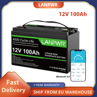 LANPWR 12V 100Ah LiFePO4 Battery Pack, 1280Wh Energy,  Trolling Motor with 4000+ Deep Cycles & Built-In 100A BMS, with Bluetooth