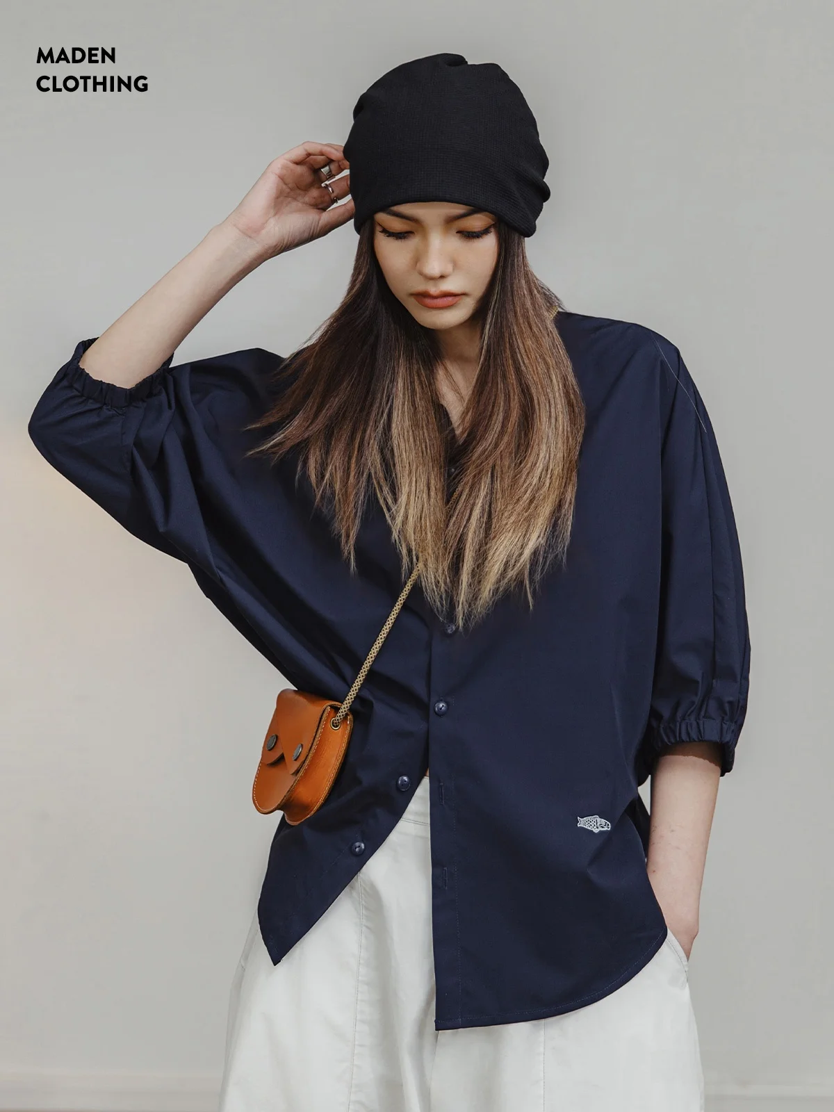 

American Sle Batwing Sve Casual irt Loose Fit Seven Quarter Sve Stand Collar Outerwear for Women Breathable Spring ...