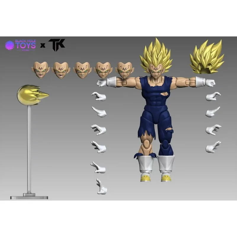 

Black Hole & TK Dragon Ball Z SHF Action Figure Super Saiyan SSJ Majin Vegeta with Battle Damage Collectible Model Toys Gifts
