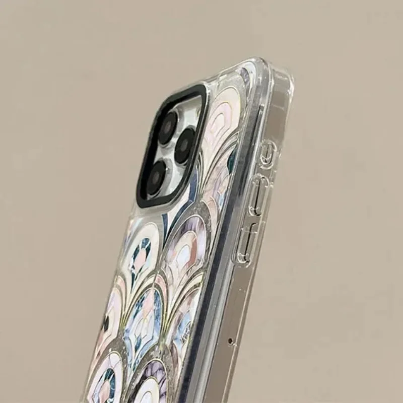 Etui na telefon IPhone 12 13 14 15 Pro Max Max dla IPhone 15 Pro linia w skali gwiazdowej przezroczyste obramowanie srebrne ruchome piaski