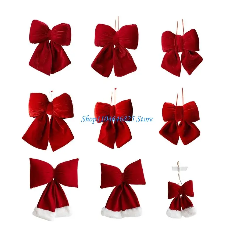 

Velvets Bowknot Christmas Tree Ornament Elegant Festival Hanging Decoration For Home Party Wedding Holiday Supplies