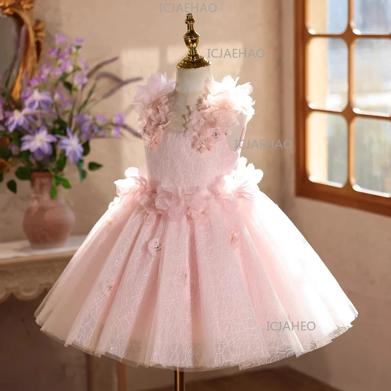 2026 Children Evening Dress Girls Birthday Flower Princess Gown Host Piano Performance Outfit Pageant Formal Attire Kids Party