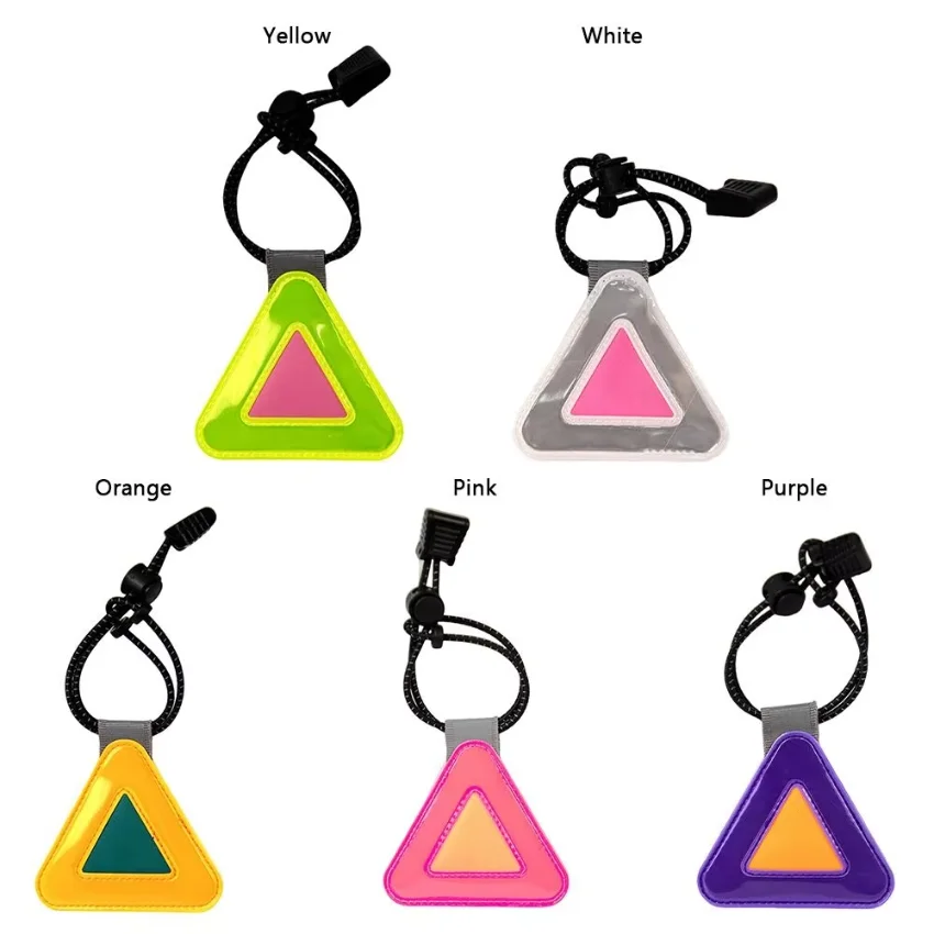 1Pcs Elastic Cord Reflective Triangle Sign Safety Warning Plastic Safety Clip with Spring Hook Hanging Tag