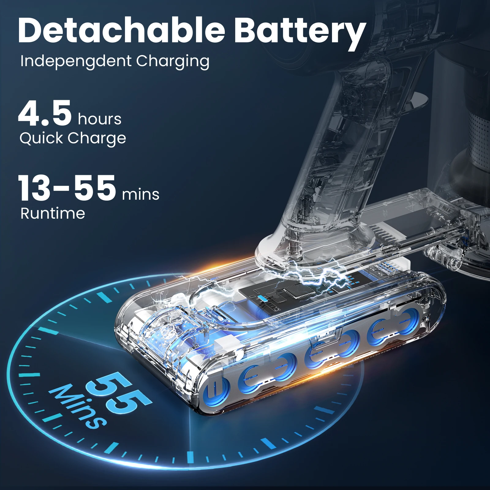 INSE S9X Cordless Vacuum Cleaner 45Kpa Powerful Suction Handheld Stick Vacuum with LED Display 55min Runtime Cleaning Machine