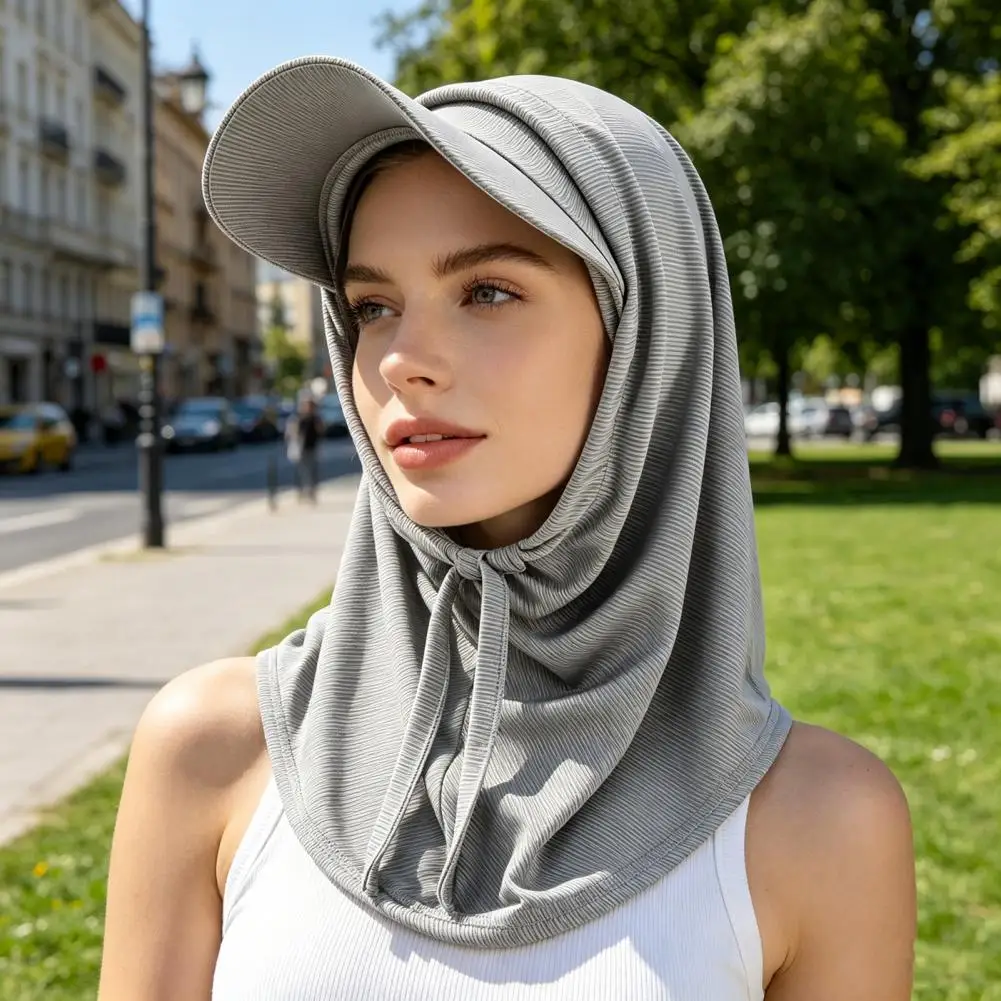 2Pcs/Set Adjustable Drawstring Sun Hat, UV Protection Extended Brim Full Coverage Turban for Outdoor Travel Sports