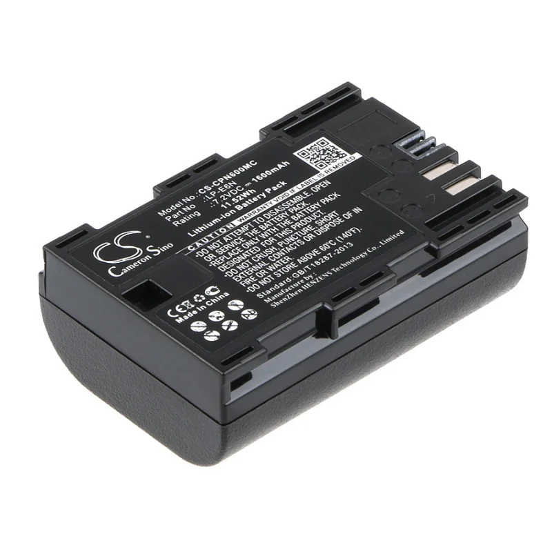 1600mAh 7.2V 11.52Wh Camera Li-ion Battery for Canon  LP-E6N LP-E6NH EOS 5DS EOSR6  EOS 7D,for Tether Tools Air Direct