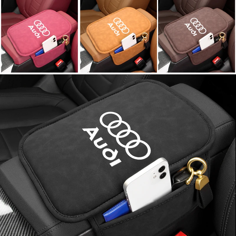 Car Armrest Storage Box Cover Liner Auto Center Console Protector Universal For Audi Quattro A1 A3 A4 A5 A6 A7 A8 Q2 Q3 Q5 RS6