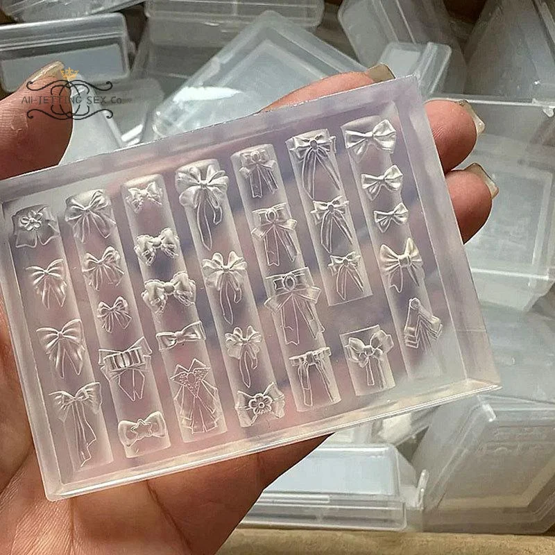 Moule à ongles Transparent en Silicone 3D, nœud doux, décoration Nail Art à faire soi-même, animaux mignons, chat, modèle de sculpture, outil de conception de manucure