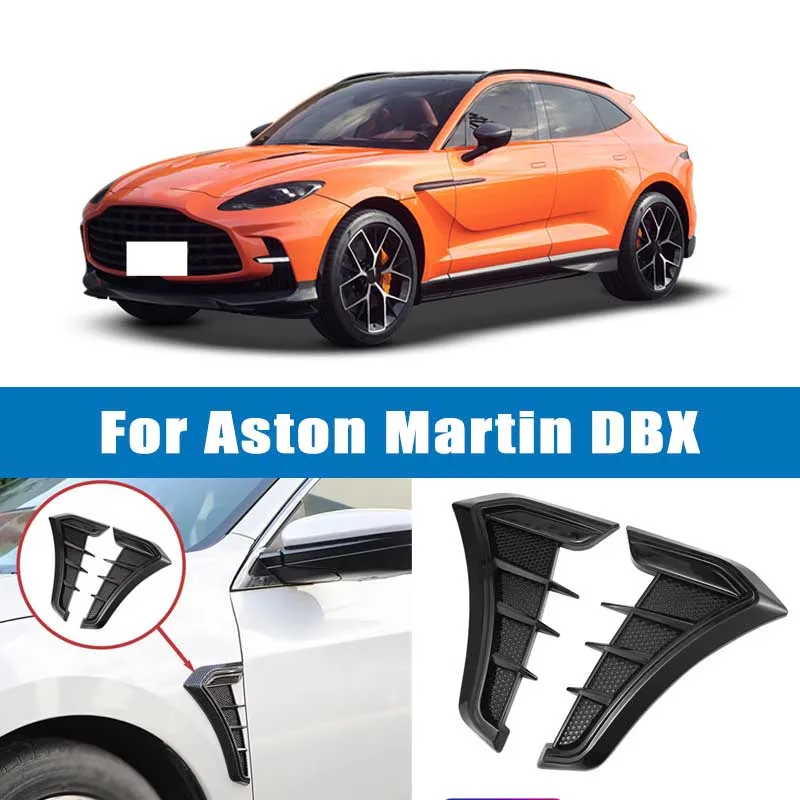 For Aston Martin DBX Exterior Accessories 1 Pair Carbon Black Fender Side Vents Air Flow Intake Hole Grille Sticker Cover