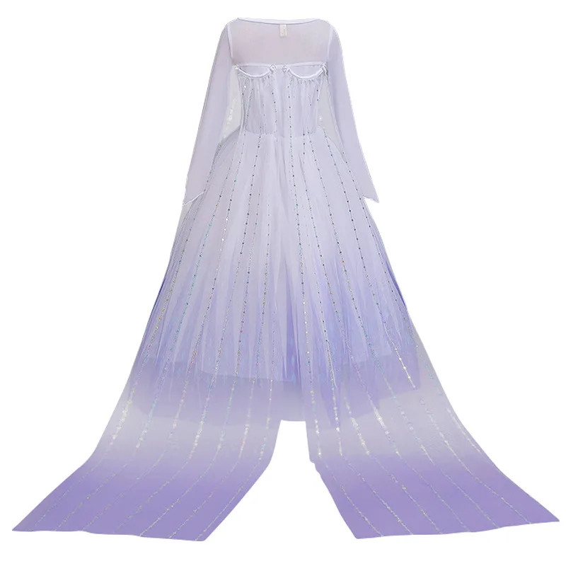 ﻿    فستان فروزن إلسا الأميرة للفتيات التنكري فستان ملكة الثلج بأكمام طويلة أبيض لحفلات إلسا ملابس الأميرة ملابس الأطفال