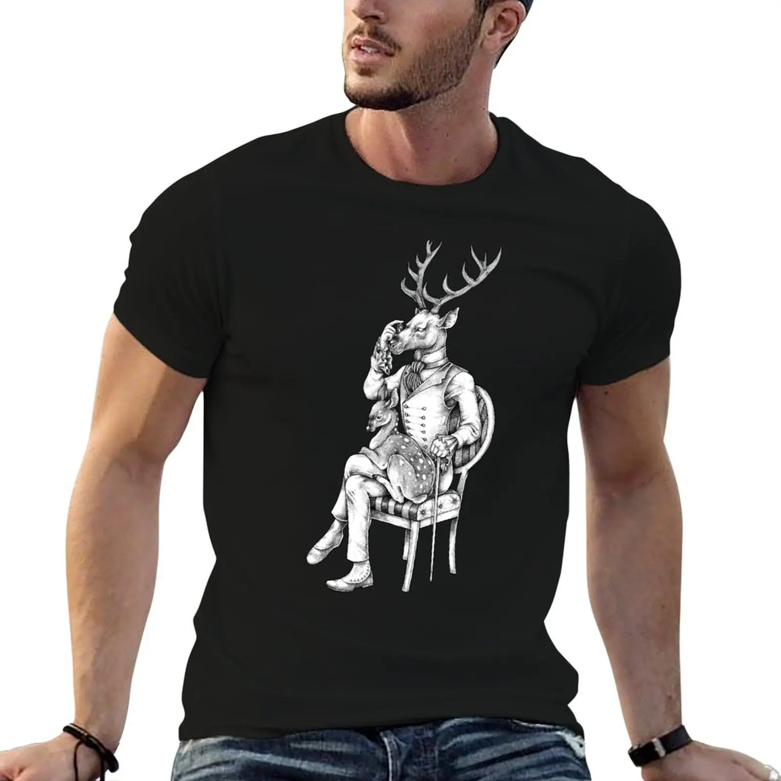 

cotton t 100% and shirt Deer shirts T-Shirt Fawn t men oversize anime