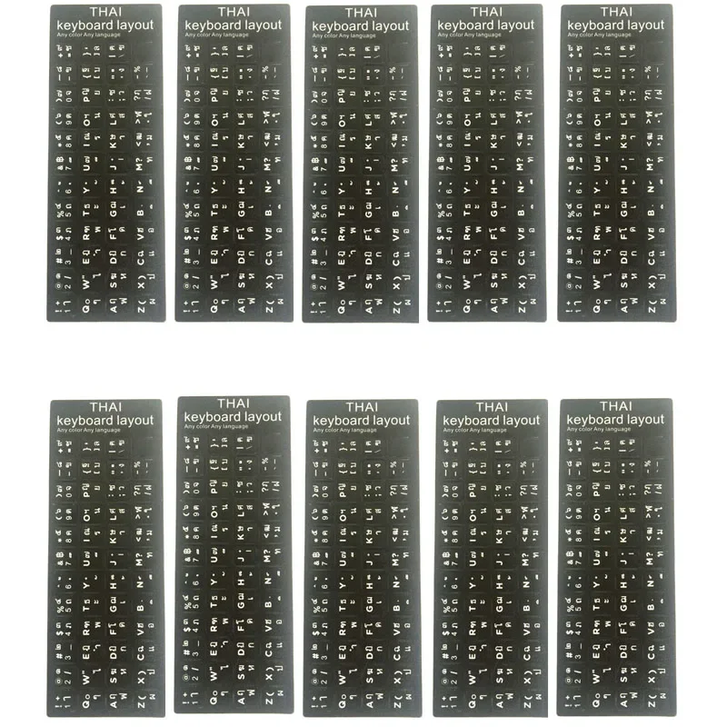 

10pcs Thailand Language Thai Keyboard Sticker Layout Button Letters Durable Alphabet for Universal Computer Keyboard Protective