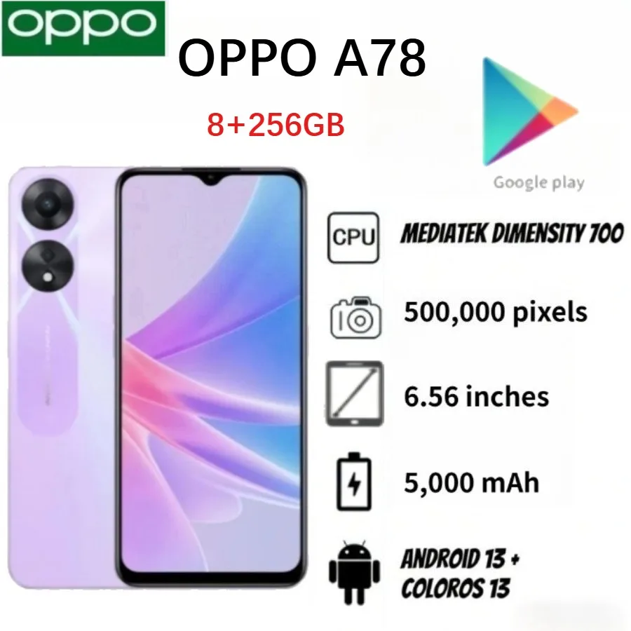 The all-new 2026 OPPO A78 8+256GB 5G smartphone features a 6.56-inch 90Hz LCD screen, a 5,000mAh battery and a 50-megapixel AI