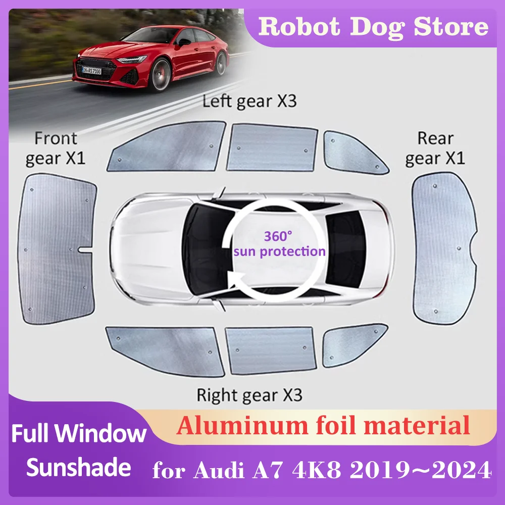 

Автомобильные солнцезащитные коврики для Audi A7 4K8 2019~2024 2020 2021 Окна крыши Солнцезащитный козырек Накладка на лобовое стекло Крышка люка Аксессуары