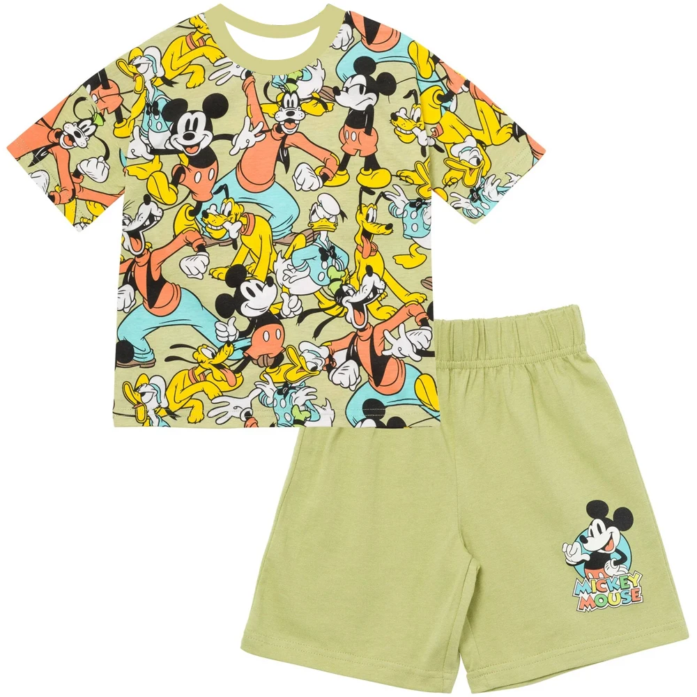 

Детский комплект из 2 предметов с Микки и друзьями, футболка с короткими рукавами и шорты с надписью «Микки Дональд Дак» Гуфи для мальчиков и девочек