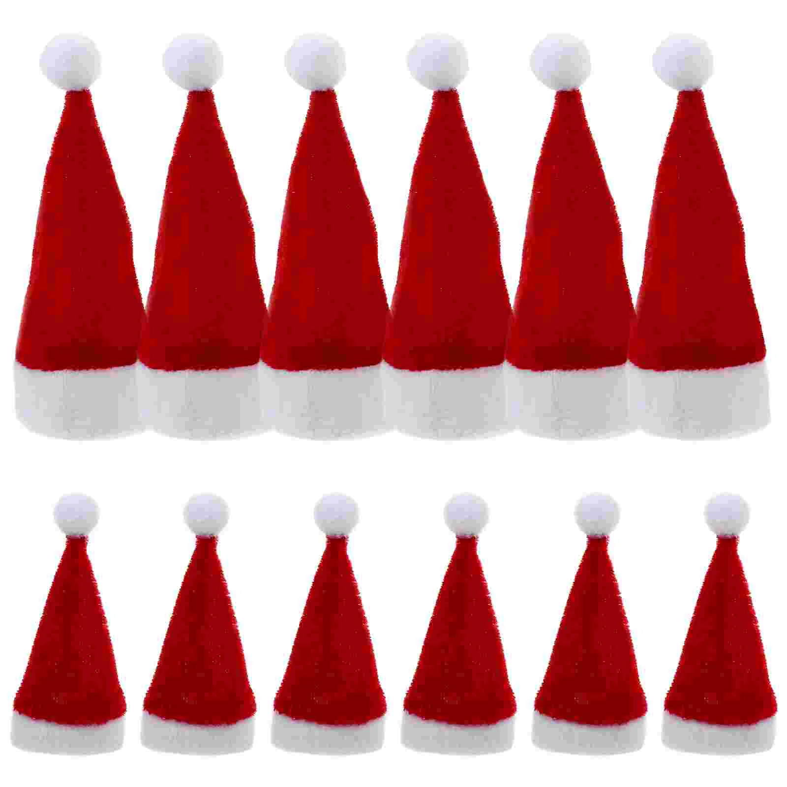 

12 Pcs Mini Santa Hat Hats Miniature Xmas Christmas Bottle Covers Decorations Centerpieces Lollipop Cloth Candy for
