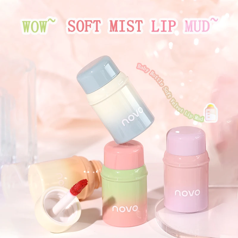 Little Milk Bottles Soft Mist Liquid Lipstick Rich Color Lightweight Lip Mud Blusher Velvet Matte Lip Glaze Long-wearing Makeup