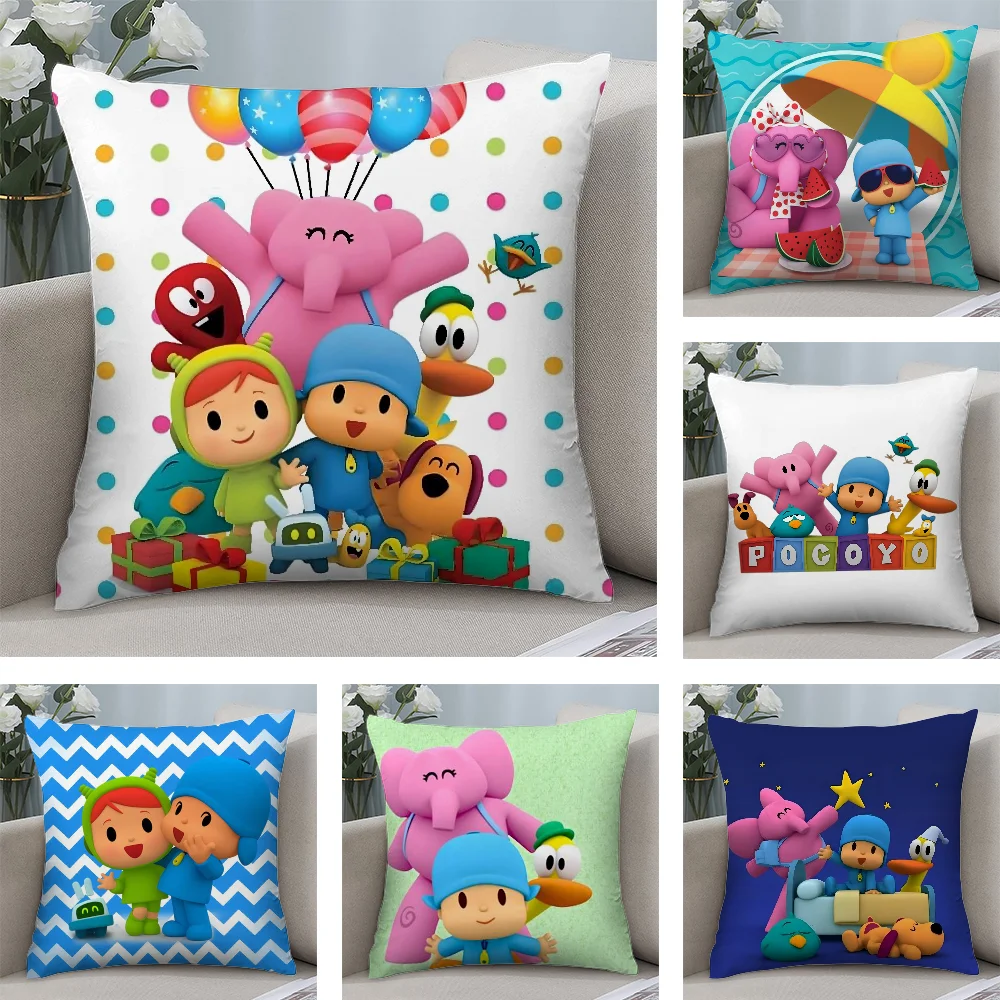 B-Boy-Girl-Pocoyo Pillow Case Short Plush Pillow Covers Sofa Decorative Gift Home Double-sided Printing Cushion Cover