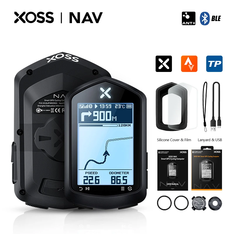 XOSS NAV Bike Computer Wireless Odometer GPS Navigation MTB Road Bicycle Computer Speedometer Odometer HD 2.4'' Screen IPX7 33H