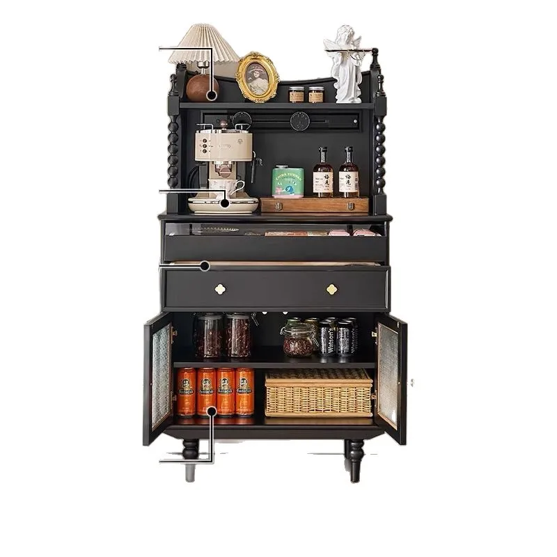 

Retro solid wood dining side cabinet living room wall integrated locker