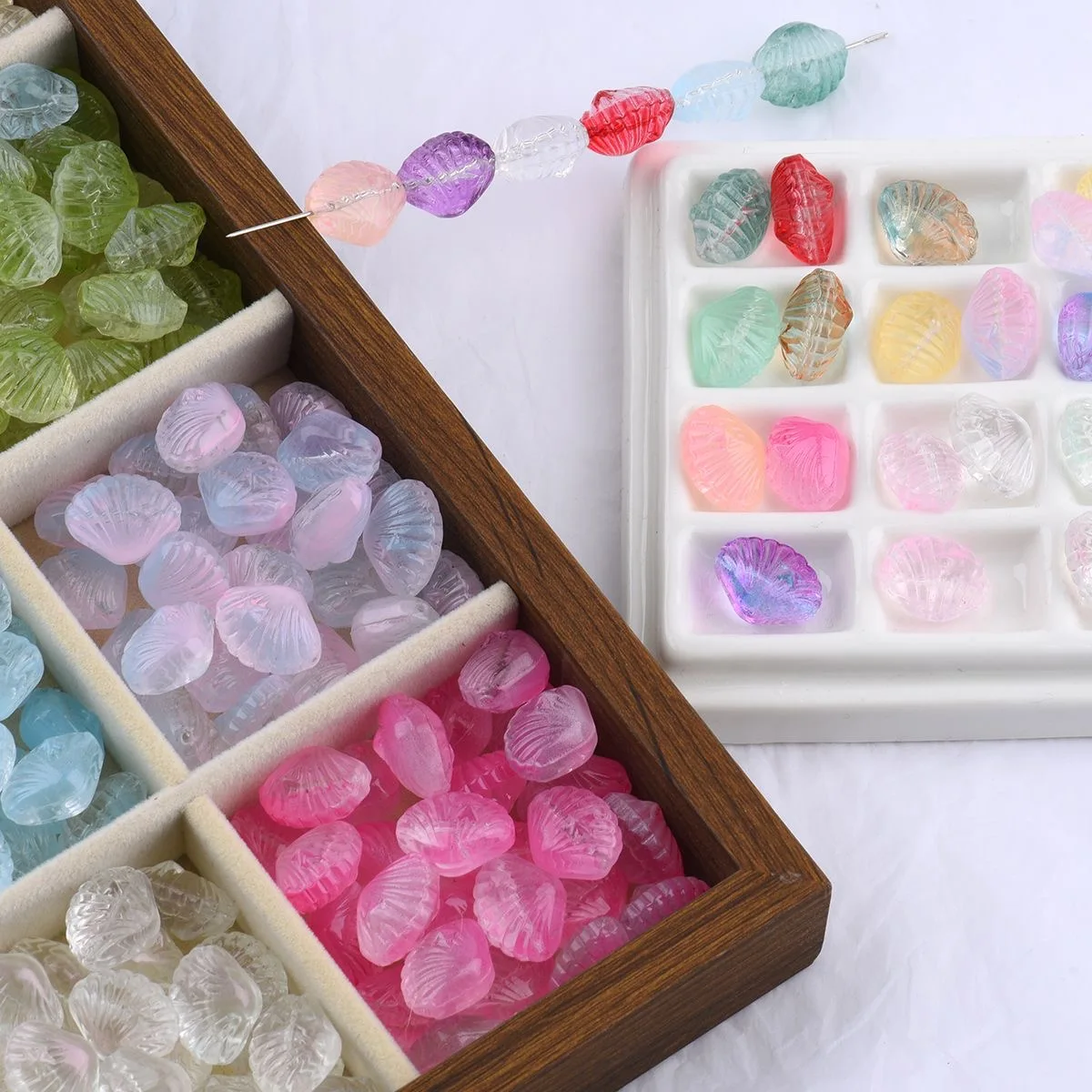 10Pcs 16x13mm Seashell shape Fantasy Crystal Beads Lampwork Loose Beads DIY Making Bracelet Necklace Jewelry Accessories Gifts