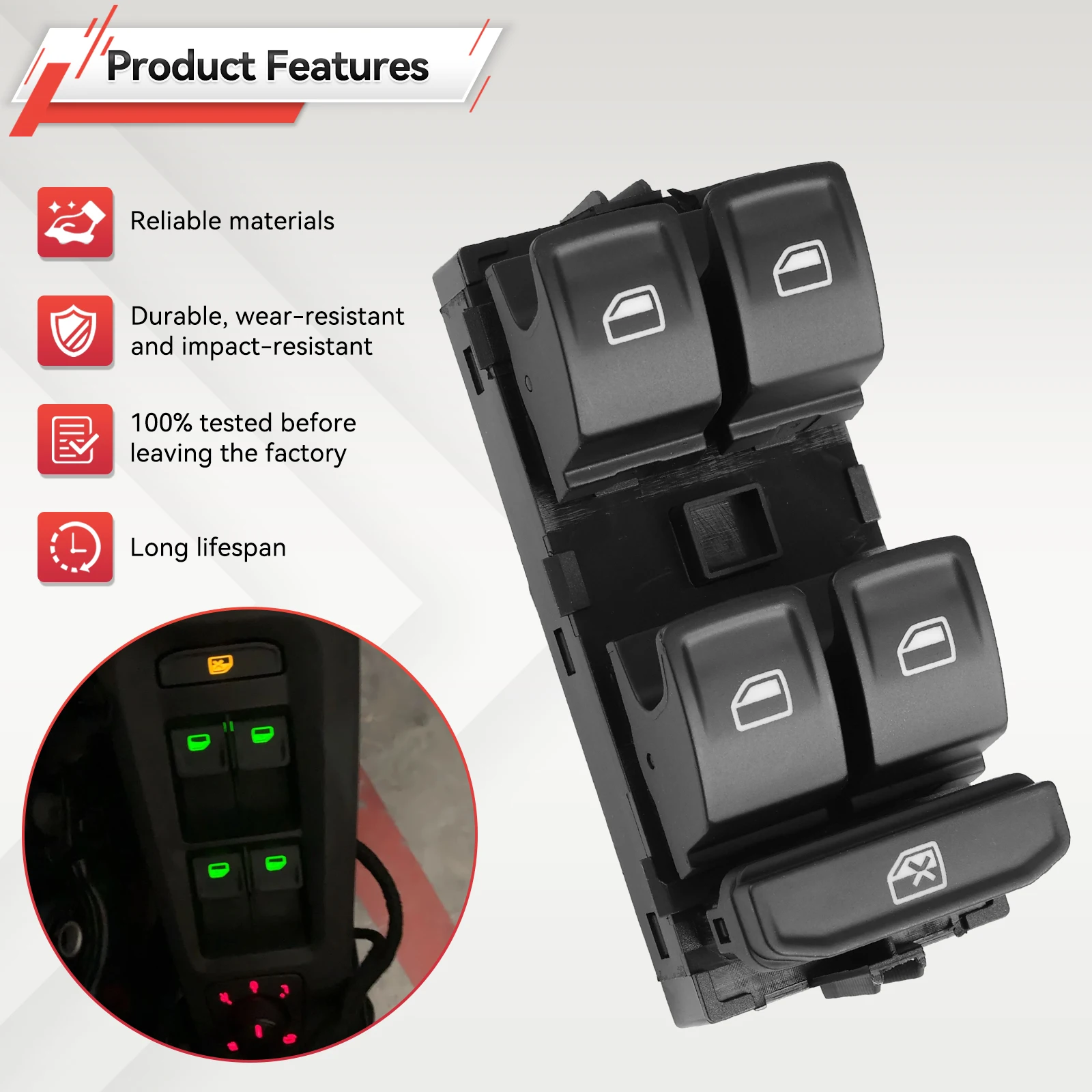 مفتاح نافذة السائق الرئيسي 5E0959857A 5E0959857 لسكودا اوكتافيا III 2012-2020 فابيا 2014 - 2018 #5