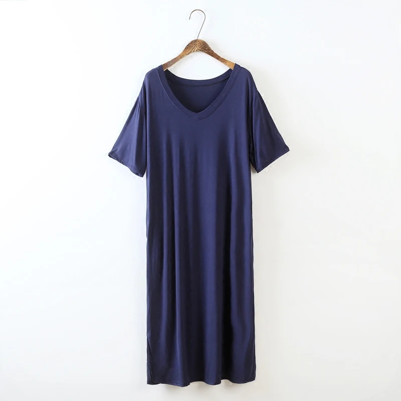 Spring Clothing Plus size Short sleeve Dress Women 2023 New V-neck Base Black Dress Summer Slimming Modal Long dress