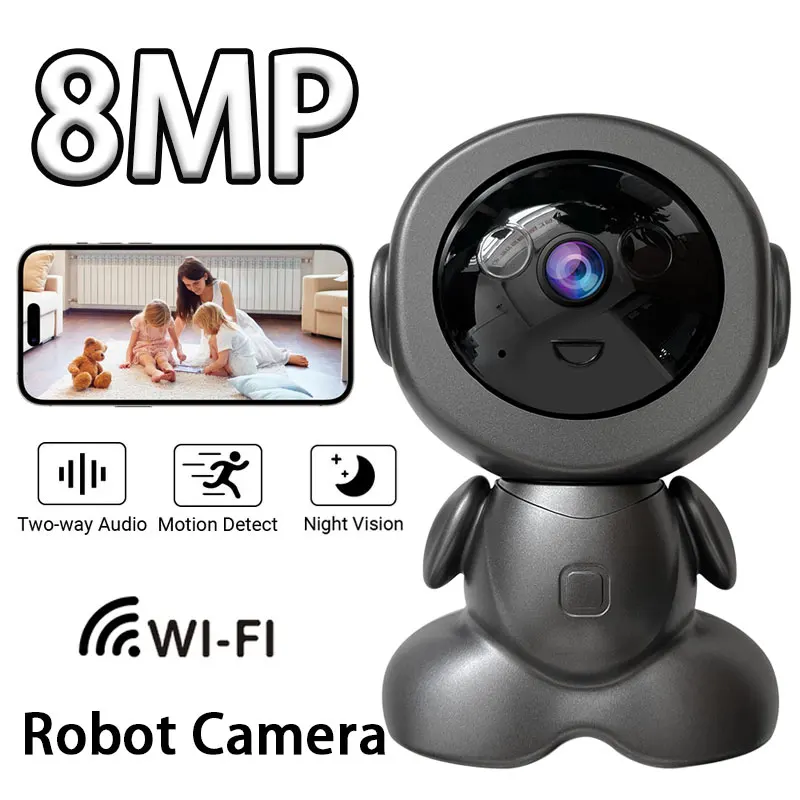 camera robo de vigilancia wifi monitor de bebe de audio em dois sentidos visao noturna colorida rastreamento inteligente ai seguranca ptz cameras zoom 4x 8mp 01