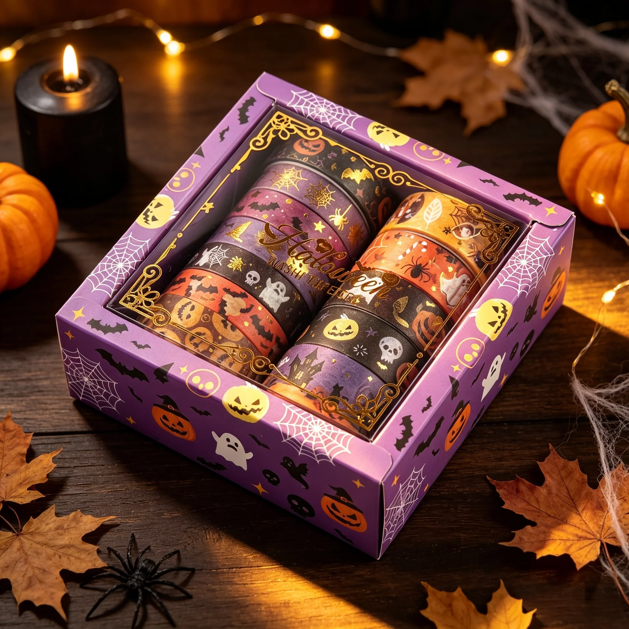 12 Rolls Halloween Washi Tape Set, 2M/Roll, 100+ Patterns, Decorative Tape for Scrapbooking, Journal, Gift Wrap, DIY Crafts