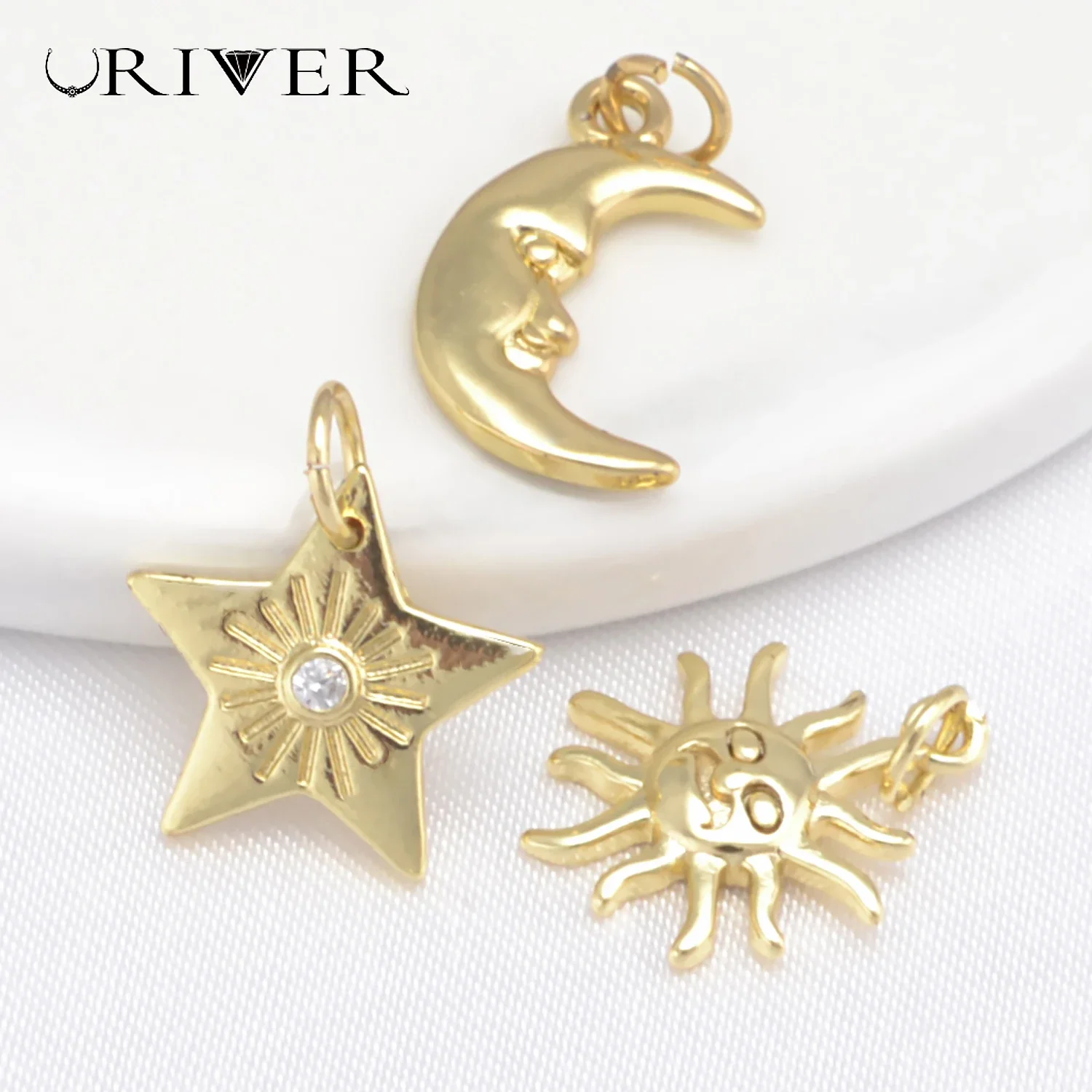 LJRIVER 10Pcs Pendants for diy Jewelry Necklace Earring Bracelet Making Supplies Charm Sky Sun star moon Theme Handmade Material