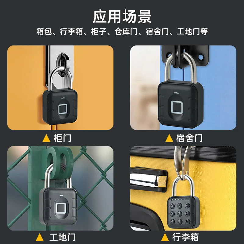 Fingerprint Lock Smart Padlock Thumbprint Door Padlocks Portable Anti-Theft Password Electronic Lock for Bag Drawer Suitcase