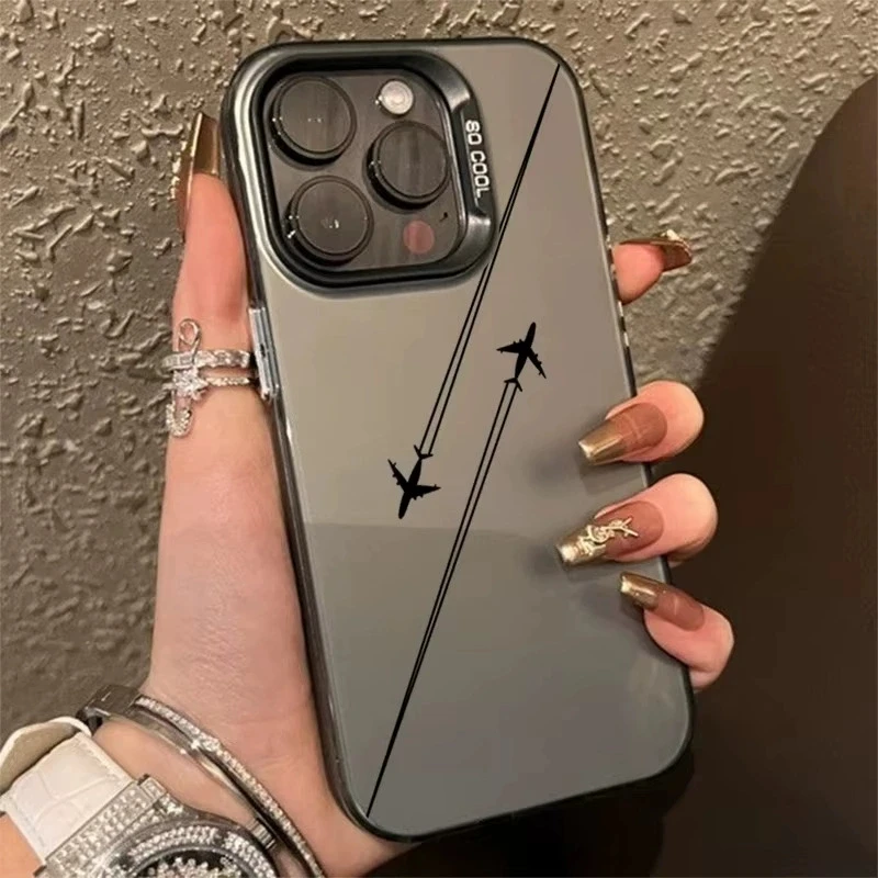 Laser aeronaves companhia aérea luxo imd caso de telefone para iphone 16 15 14 13 12 11 pro max 16e xr xs max 7 8 plus 12 mini y2k casos de telefone